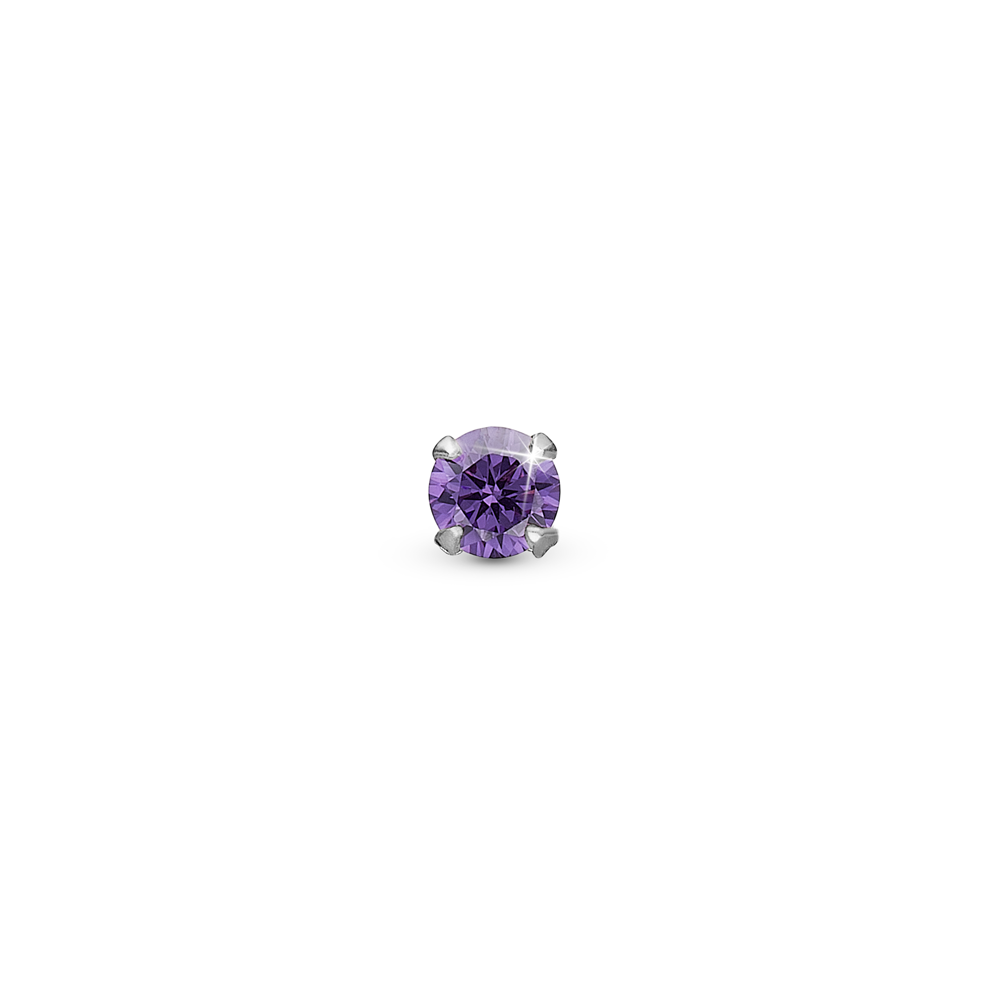 Purple Dance Enkelt Ørestik / Single Stud - Blankpoleret Sterling Sølv m. 1 Cubic Zirkonia