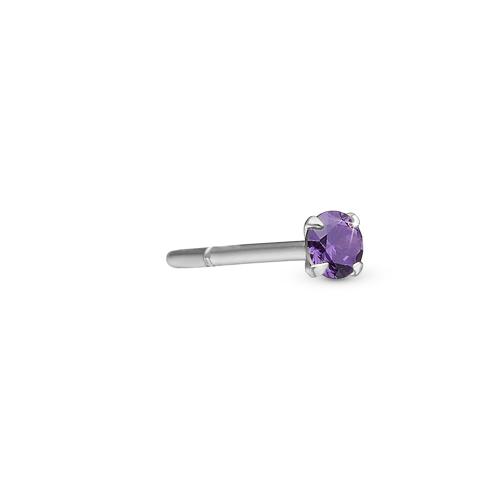 Purple Dance Enkelt Ørestik / Single Stud - Blankpoleret Sterling Sølv m. 1 Cubic Zirkonia
