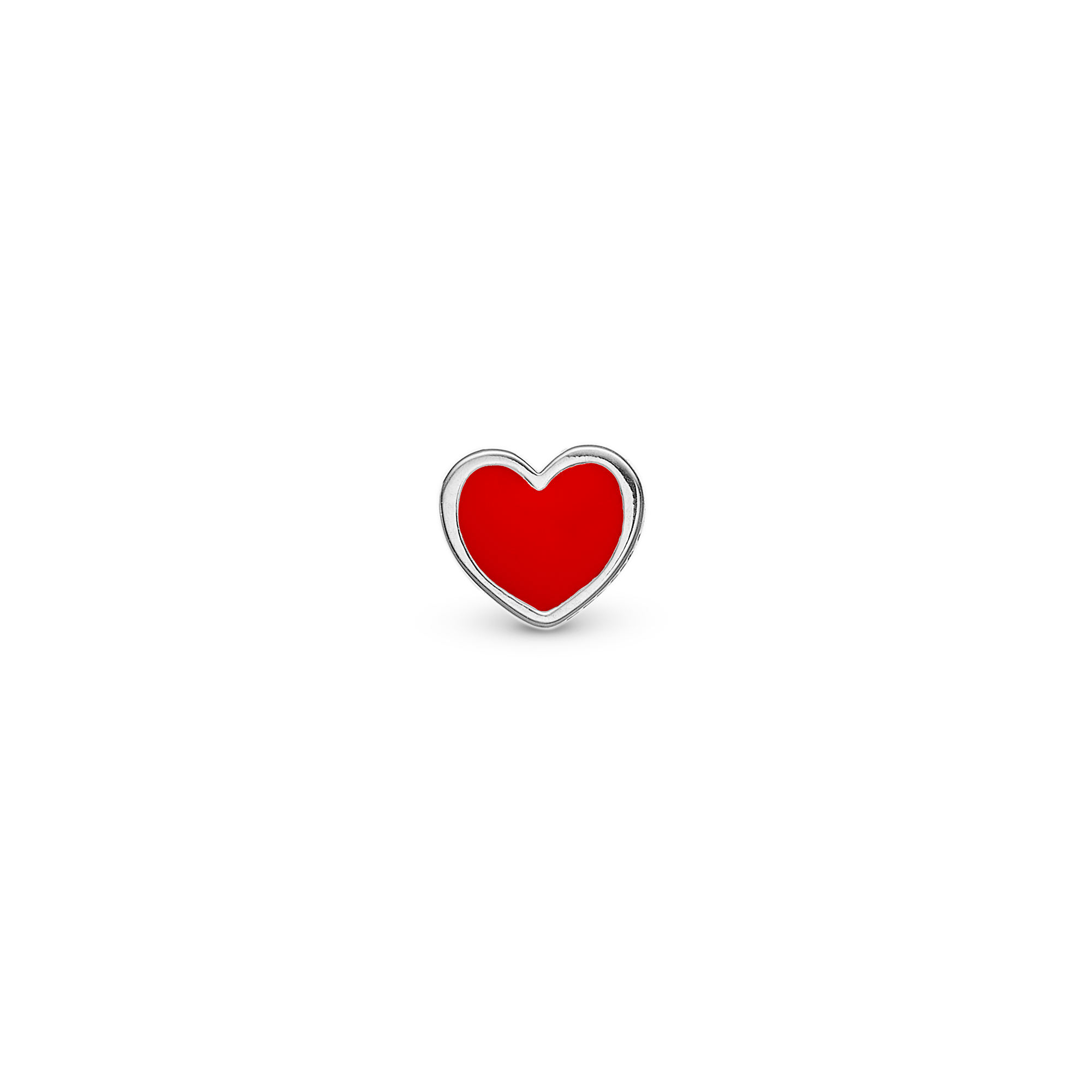 Red Heart Simple Earring Stud / Single Stud - Sterling Silver