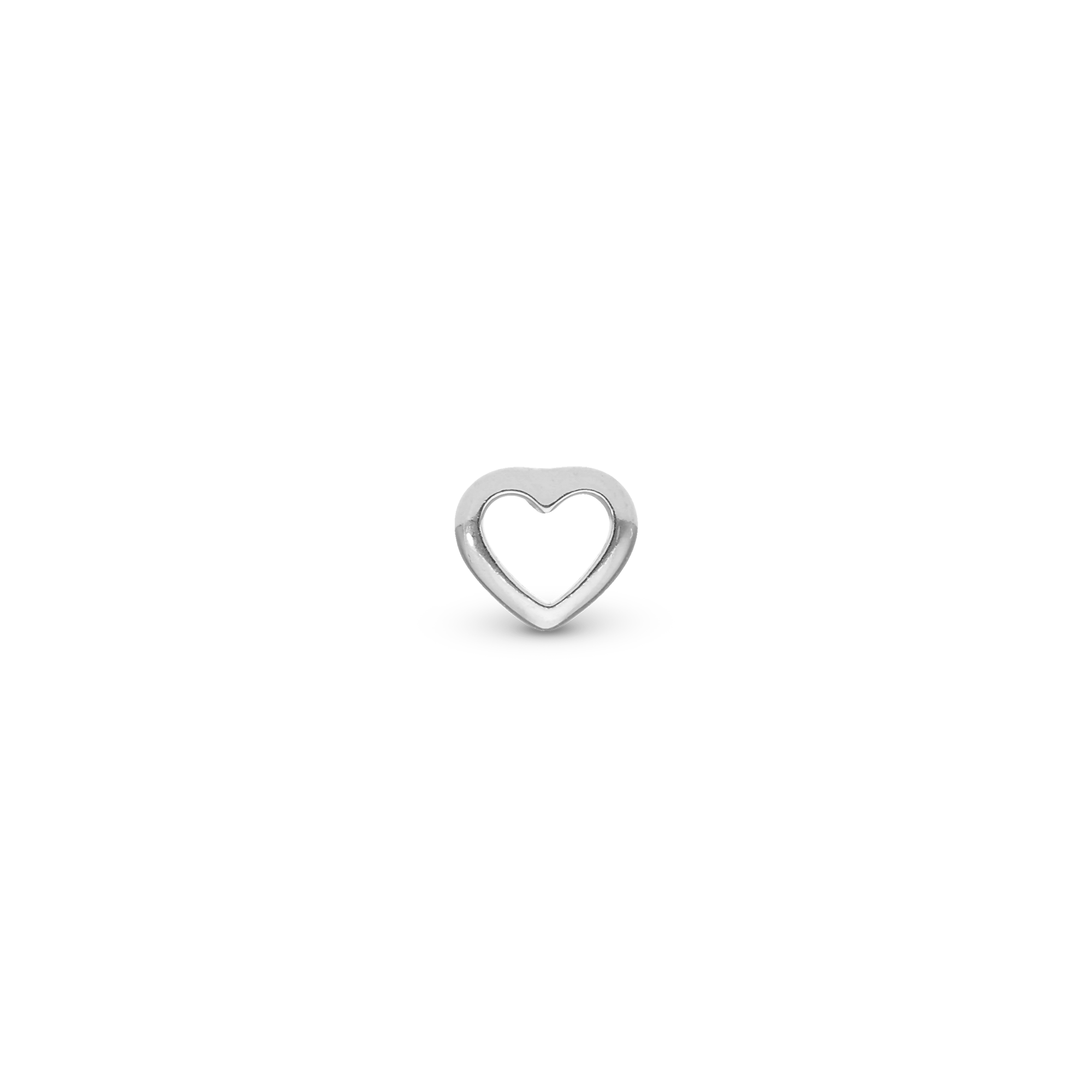 True Heart Simple Earring Stud / Single Stud - Polished Sterling Silver