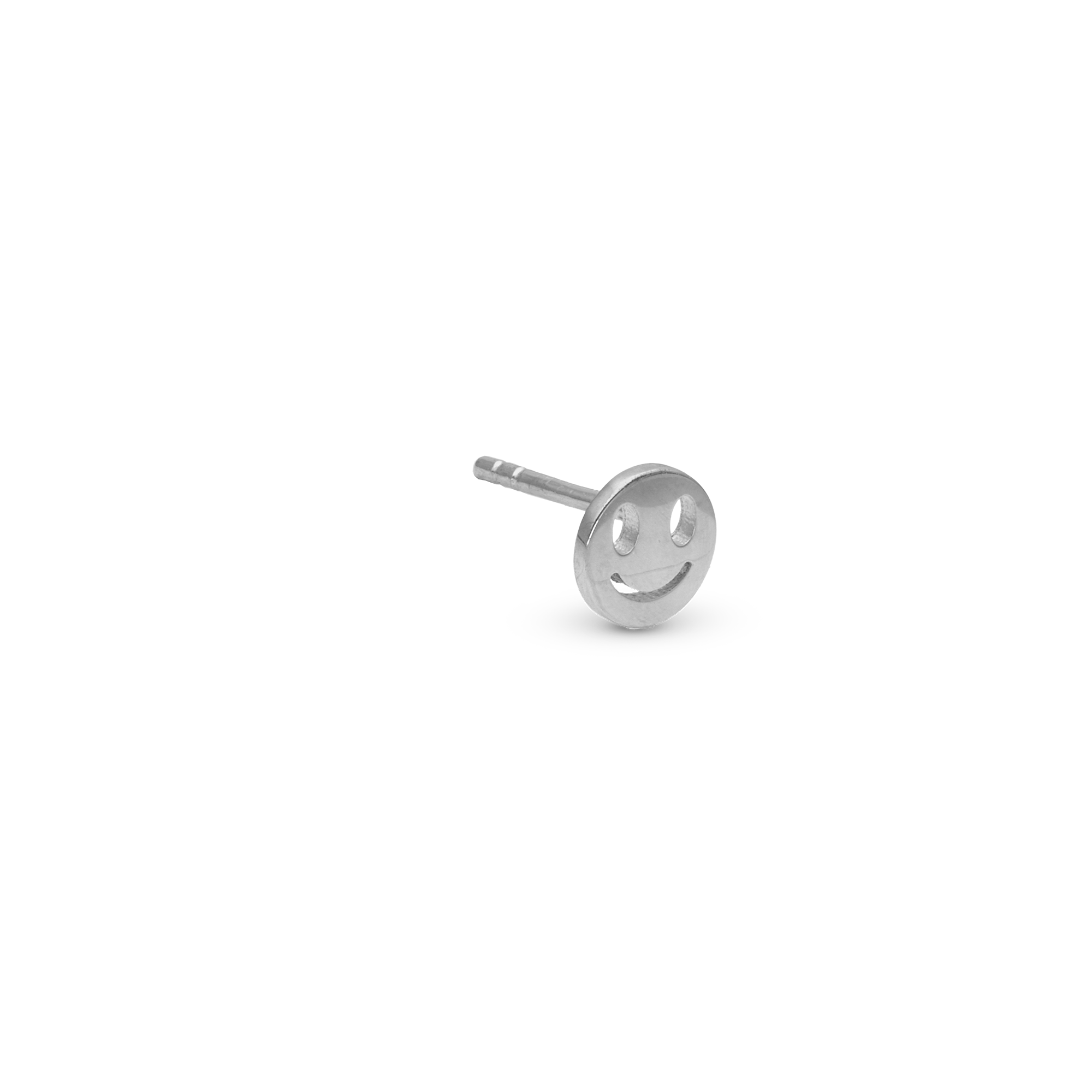 Smiling Simple Earring Stud / Single Stud - Polished Sterling Silver