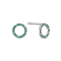 Green Circles Stud Earrings - Sterling Silver with 36 Greenne Cubic Zirkonia