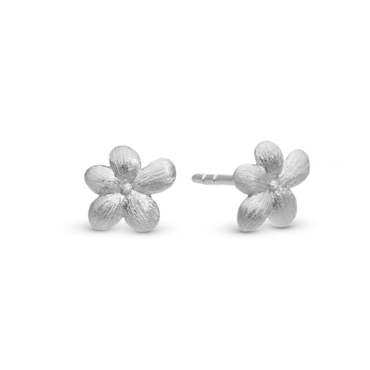 Graceful Flowers Stud Earrings - Matte Sterling Silver