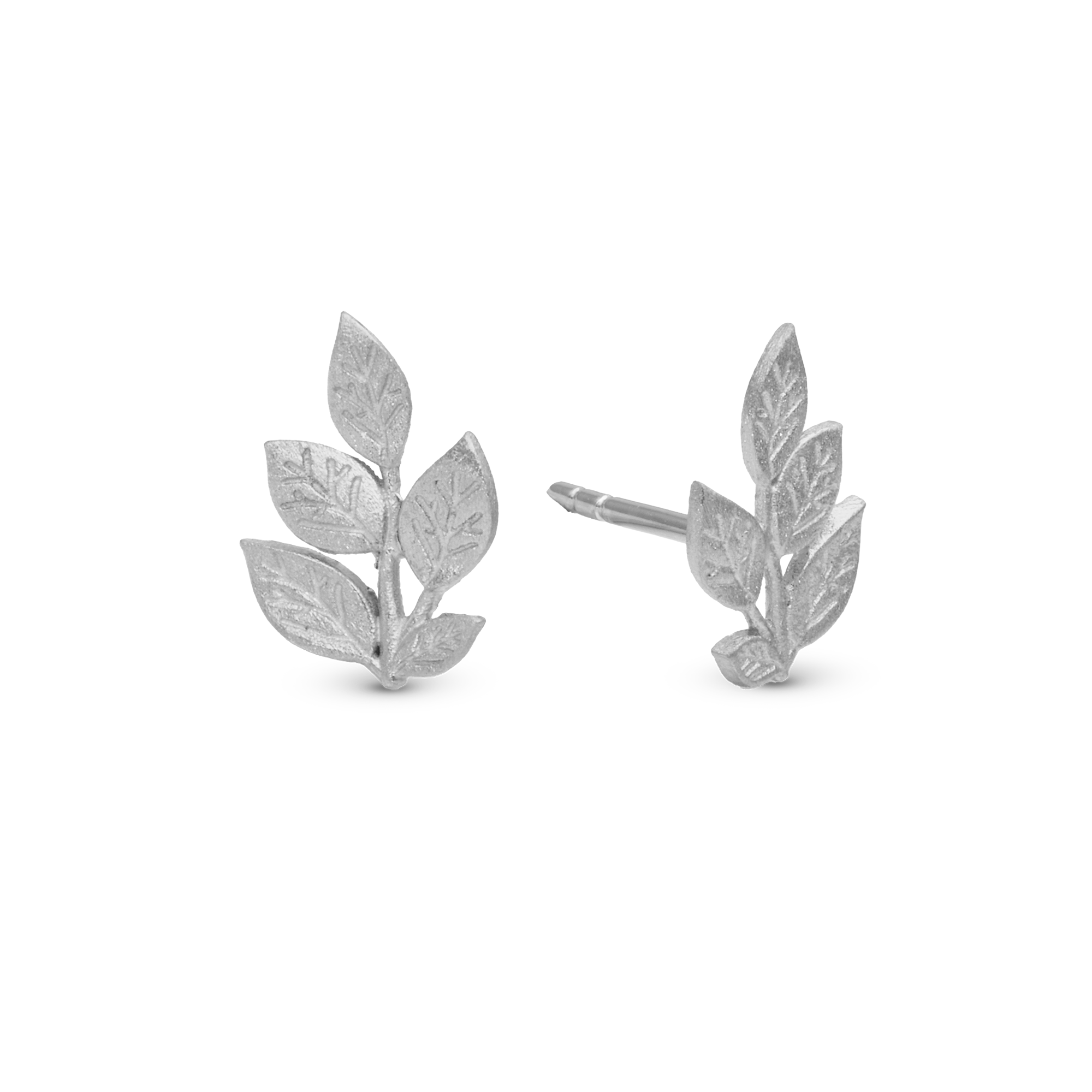 Leaf Beauty Stud Earrings - Polished Sterling Silver