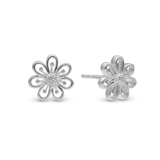 Flower Heaven Stud Earrings - Polished Sterling Silver