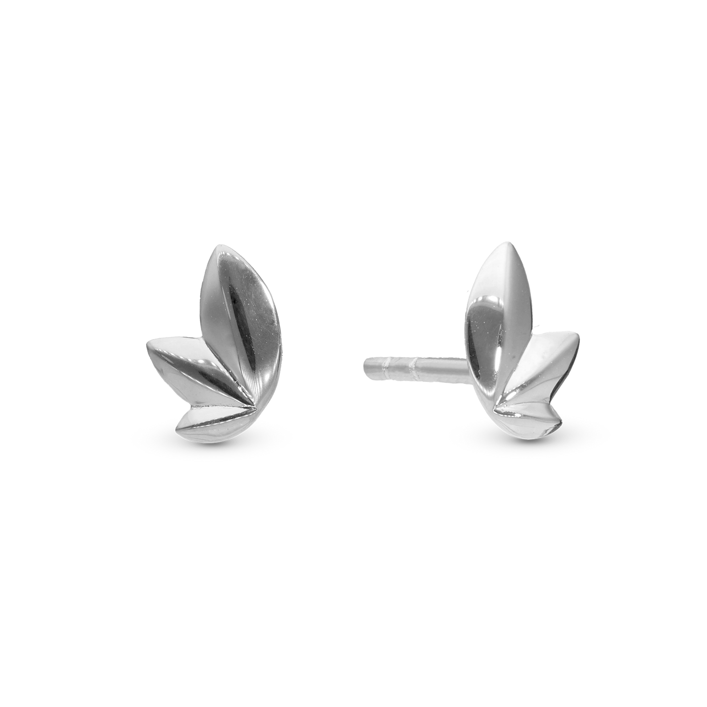 3 leafs Stud Earrings - Polished Sterling Silver