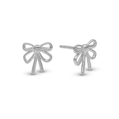 Bow Stud Earrings - Polished Sterling Silver