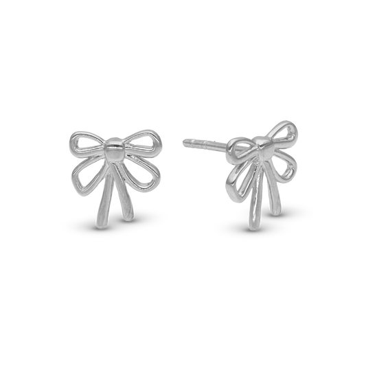 Bow Stud Earrings - Polished Sterling Silver