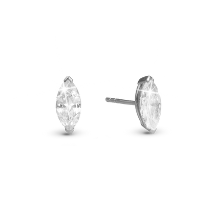 Light me up Stud Earrings - Polished Sterling Silver with 2 white Cubic Zirkonia