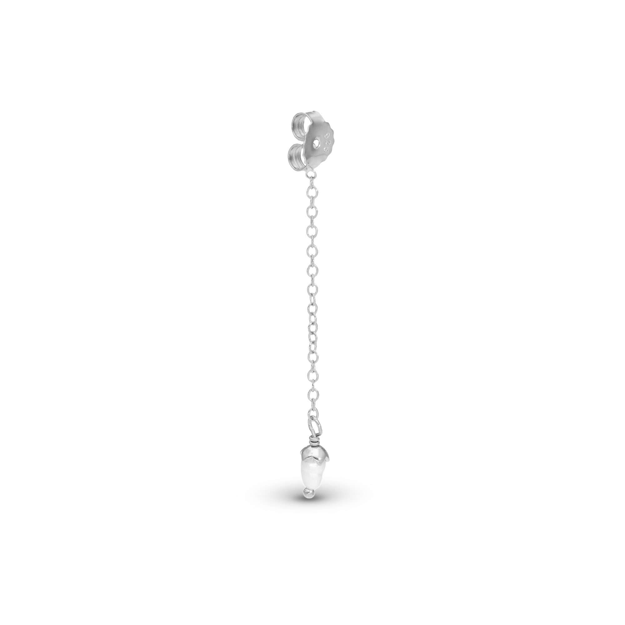 Stud Add-On / 1 stk. Earring Stud - Polished Sterling Silver with 2 white Cubic Zirkonia