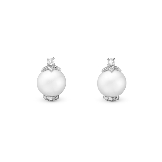 Topaz Pearl Stud Earrings - Sterling Silver