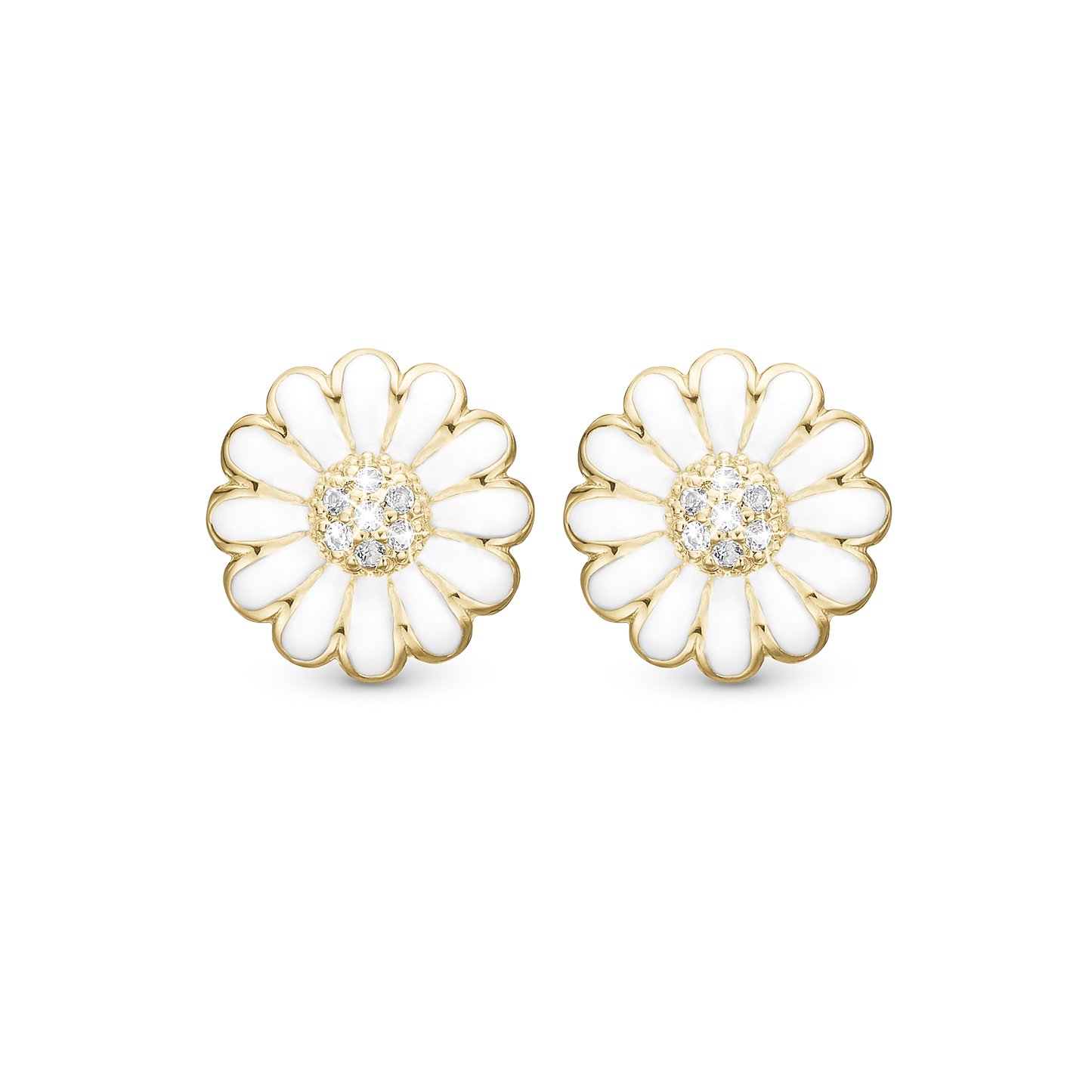 White Marguerite 18 mm Øreclips - CHRISTINA