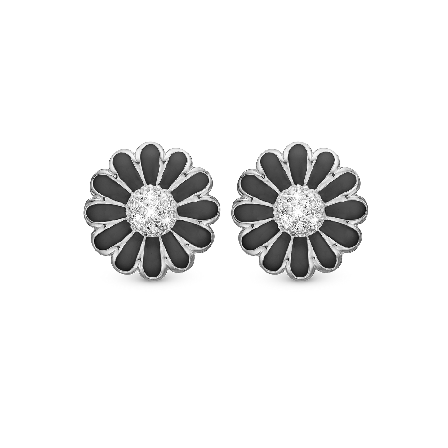 Black Marguerite 18 mm Øreclips - CHRISTINA