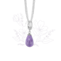 Halskæde m Lilla Amethyst drop sølv