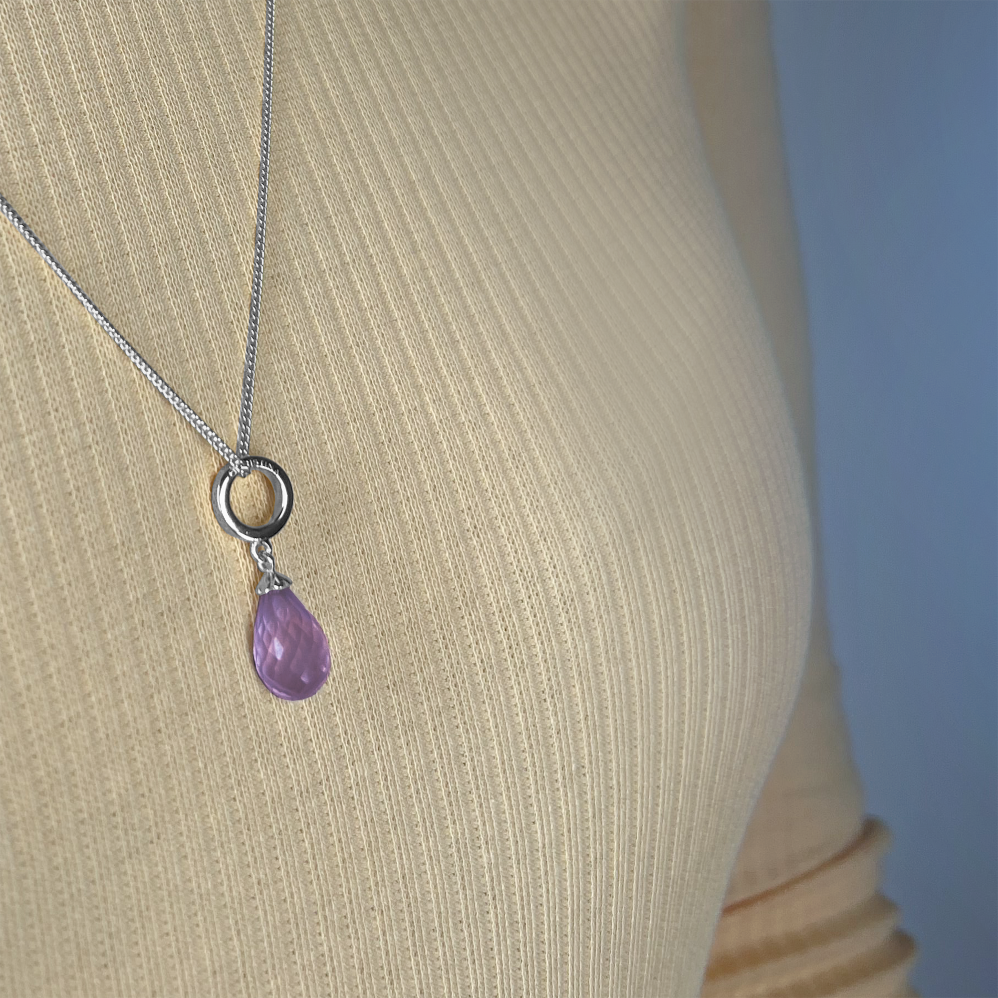 Necklace m PWatchple Amethyst drop sølv - CHRISTINA