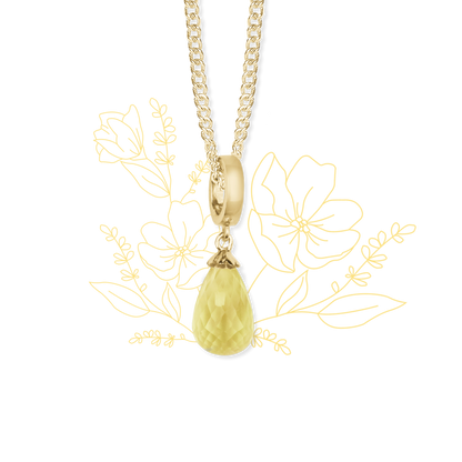 Necklace m gul citrine drop Gold Plated