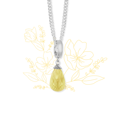 Necklace m gul citrine drop sølv