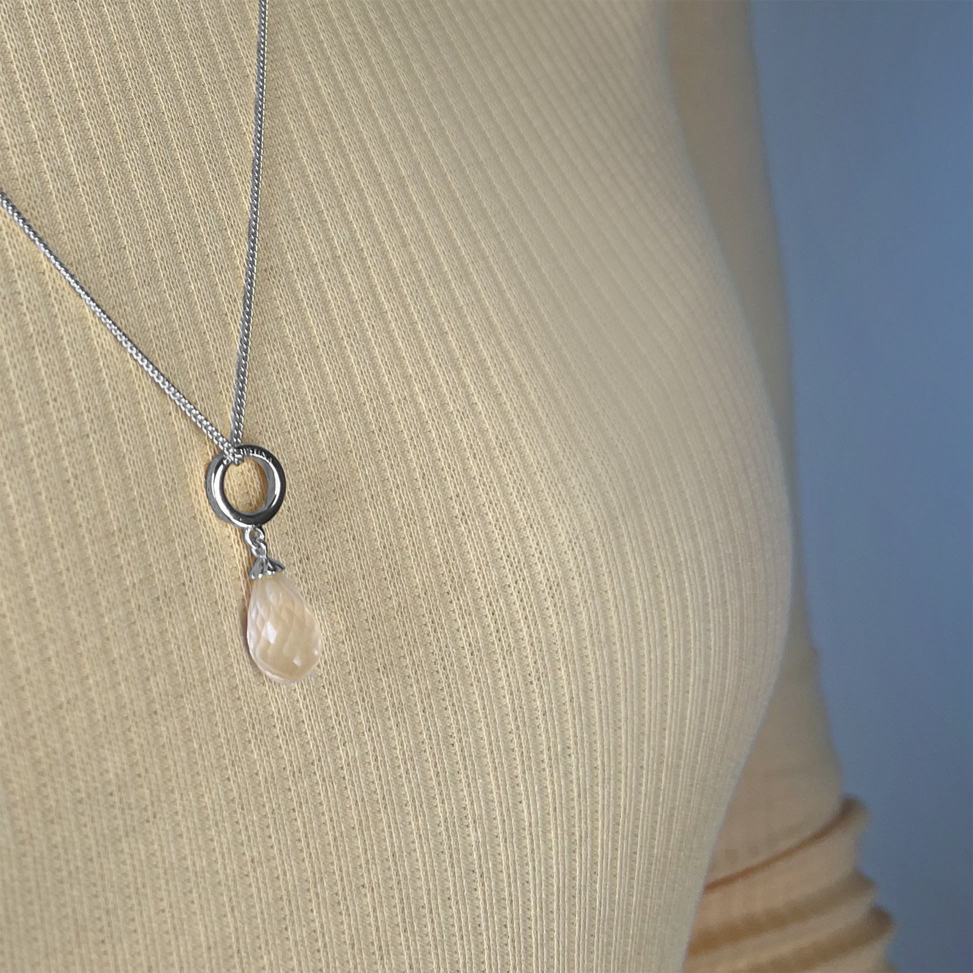 Necklace m gul citrine drop sølv - CHRISTINA