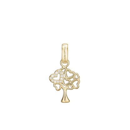 Tree of Hearts Earring Pendant - Polished Gold Plated Sterling Silver with 12 white Cubic Zirkonia