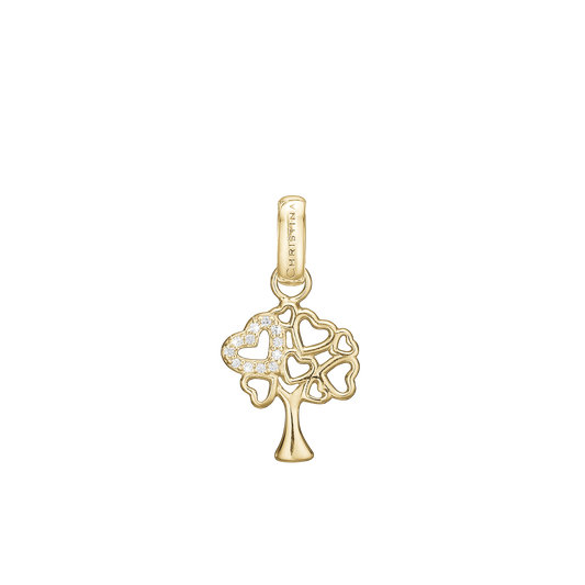 Tree of Hearts Earring Pendant - Polished Gold Plated Sterling Silver with 12 white Cubic Zirkonia