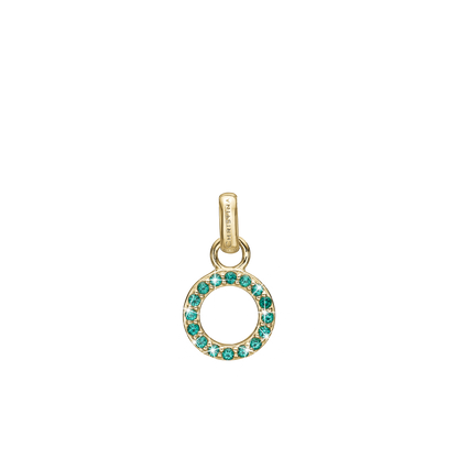 Green CZ circle Earring Pendant - Gold Plated Sterling Silver with 16 Greenne Cubic Zirkonia