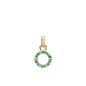 Green CZ circle Earring Pendant - Gold Plated Sterling Silver with 16 Greenne Cubic Zirkonia