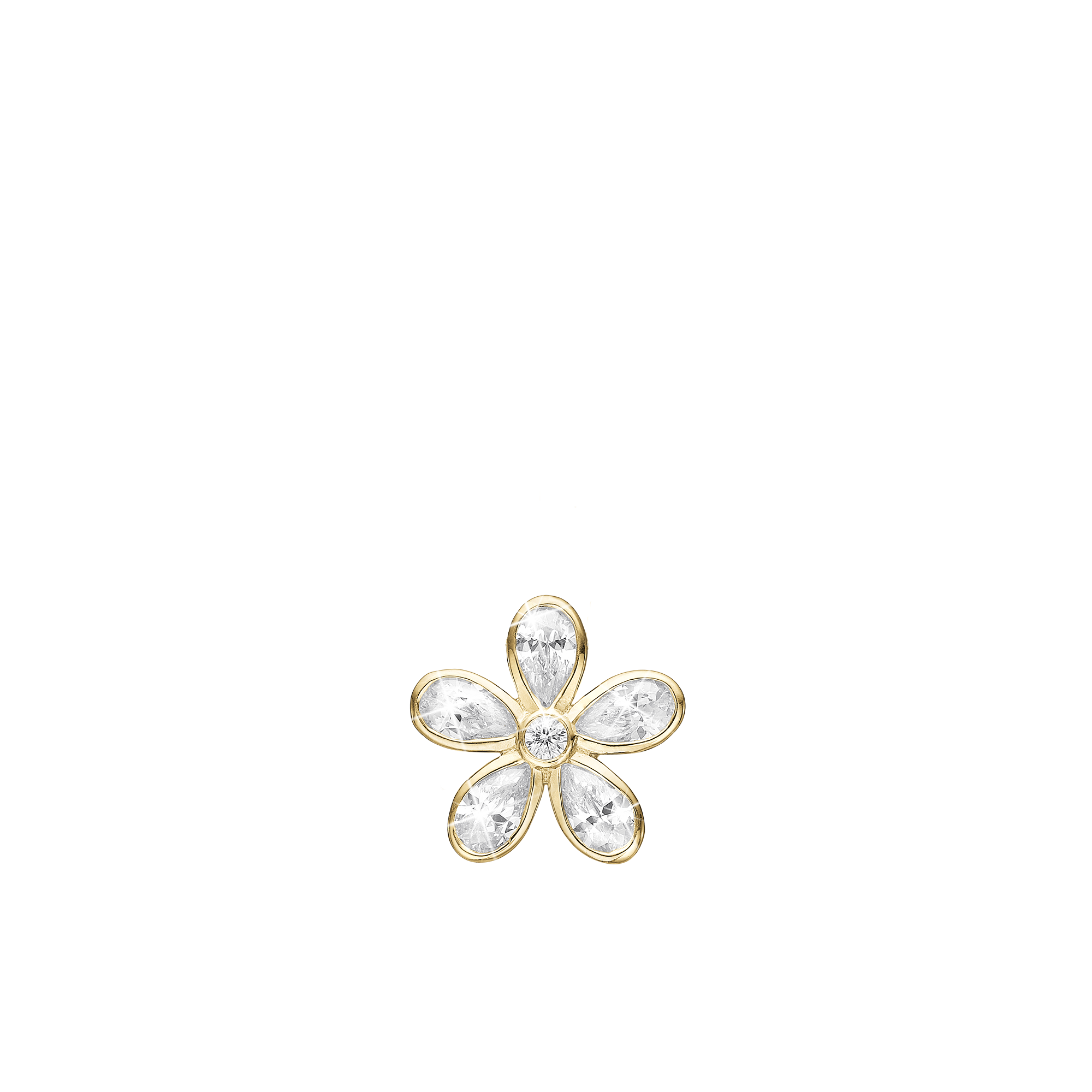Magical white Flower Earring Pendant - Gold Plated Sterling Silver with 6 white Cubic Zirkonia