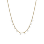 Dangling Pearls Necklace - Gold Plated Sterling Silver with 10 white Ferskvandsperler
