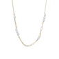 Links and Pearls Necklace - Gold Plated Sterling Silver with 10 white Ferskvandsperler