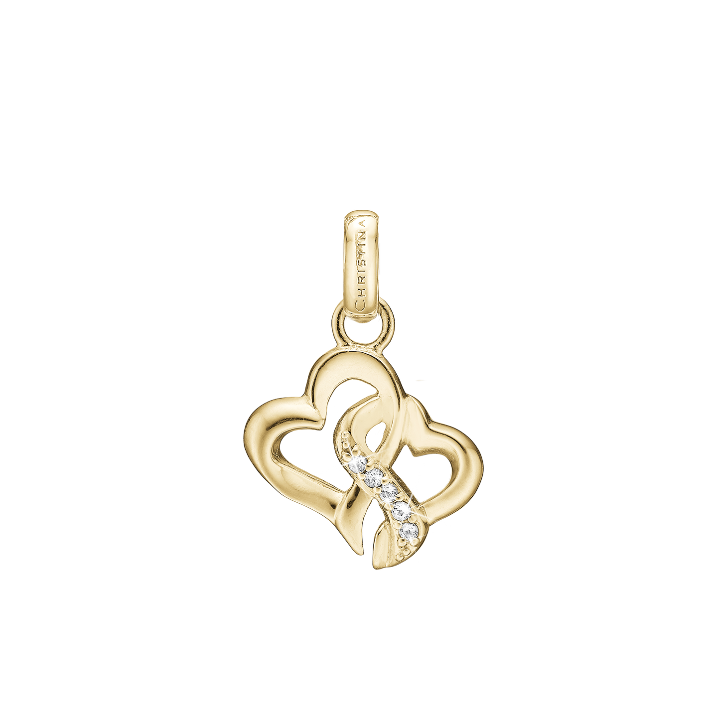 Beloved Earring Pendant - Gold Plated Sterling Silver with 5 white Cubic Zirkonia
