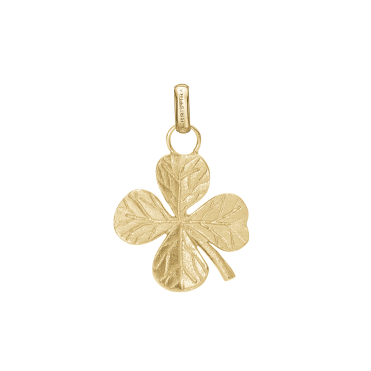 Big FoWatch Leaf Clover Earring Pendant - Brushed Gold Plated Sterling Silver