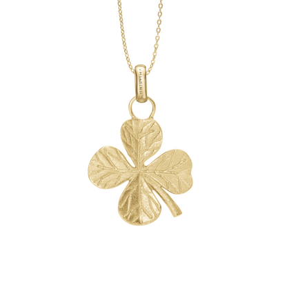 Big FoWatch Leaf Clover Earring Pendant - Brushed Gold Plated Sterling Silver