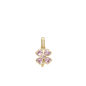 Pink Heart Clover Earring Pendant - Polished Gold Plated Sterling Silver with 5 Pinke Cubic Zirkonia