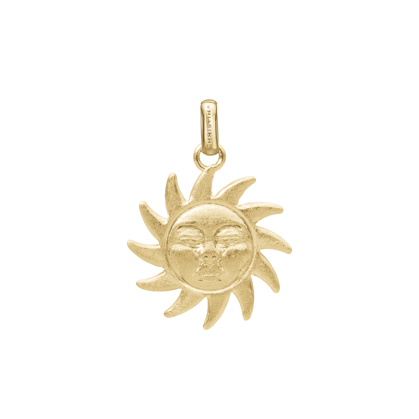 Glowing Sun Earring Pendant - Matte Gold Plated Sterling Silver