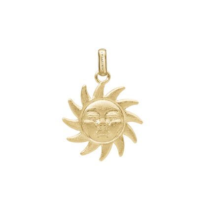 Glowing Sun Earring Pendant - Matte Gold Plated Sterling Silver
