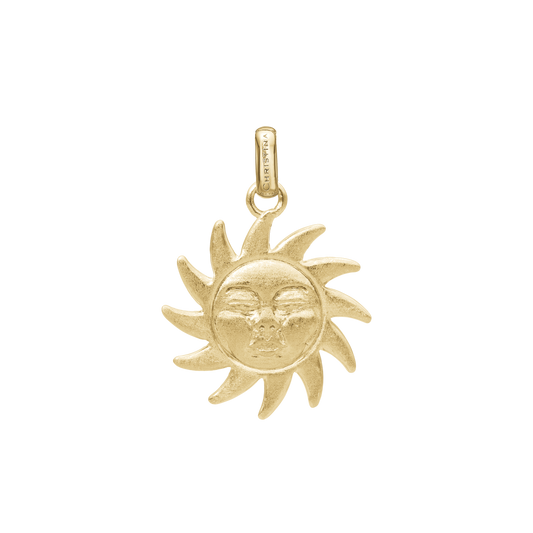 Glowing Sun Earring Pendant - Matte Gold Plated Sterling Silver