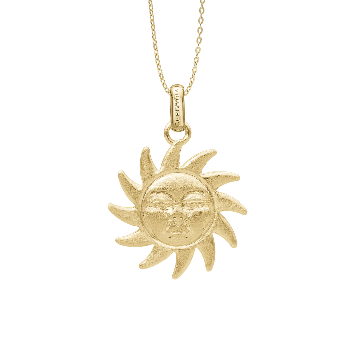 Glowing Sun Earring Pendant - Matte Gold Plated Sterling Silver