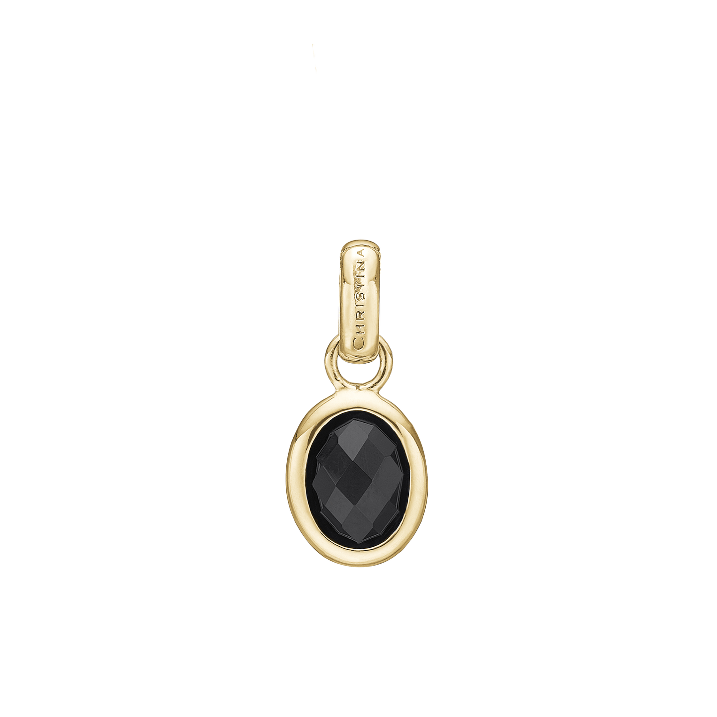 Onyx Dream Earring Pendant - Polished Gold Plated Sterling Silver with 1 Onyx