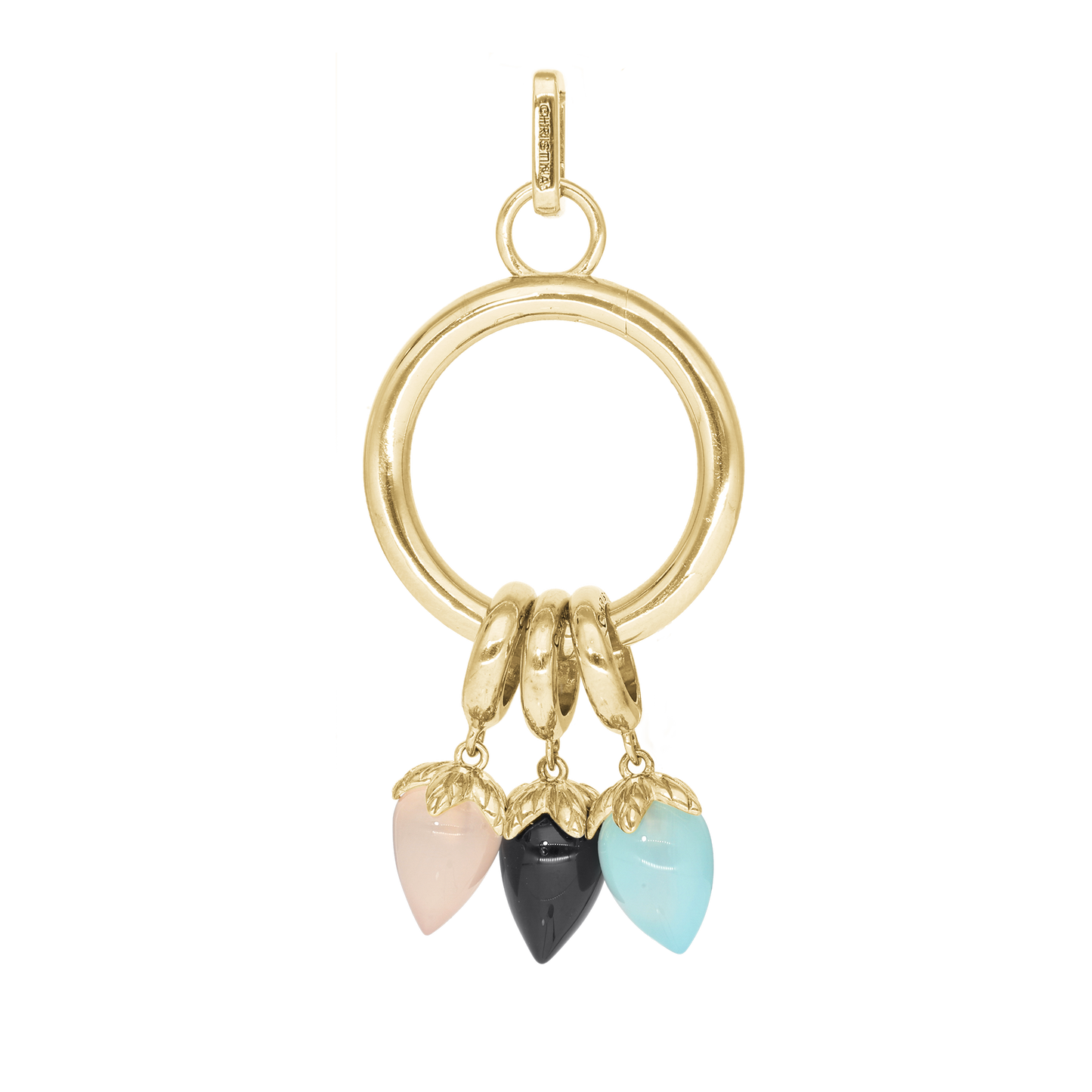 Collectors Oval Earring Pendant - Polished Gold Plated Sterling Silver