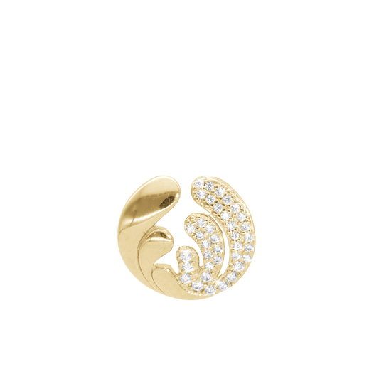 Ocean Splash Earring Pendant - Polished Gold Plated Sterling Silver with 37 Cubic Zirkonia