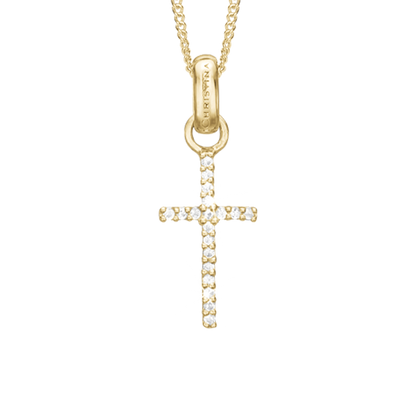 Topaz Cross Earring Pendant - Polished Gold Plated Sterling Silver with 19 Topas