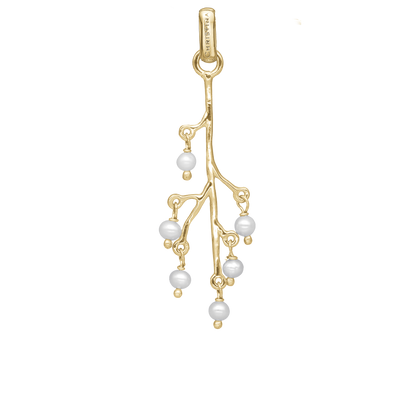 Cherry Tree Earring Pendant - Polished Gold Plated Sterling Silver with 6 Ferskvandsperler