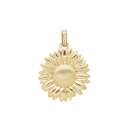 Sunflower Earring Pendant - Polished Gold Plated Sterling Silver