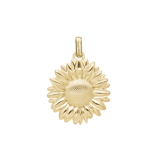 Sunflower Earring Pendant - Polished Gold Plated Sterling Silver