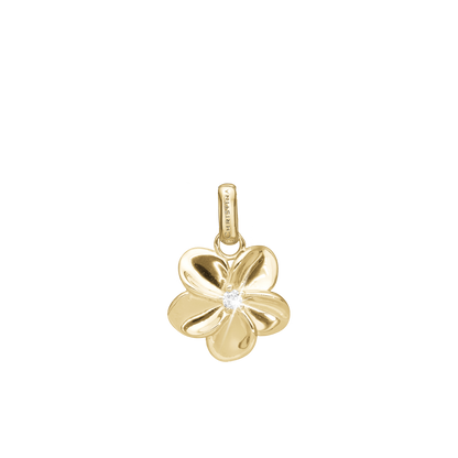 Flower Bouquette Earring Pendant - Polished Gold Plated Sterling Silver with 1 Cubic Zirkonia