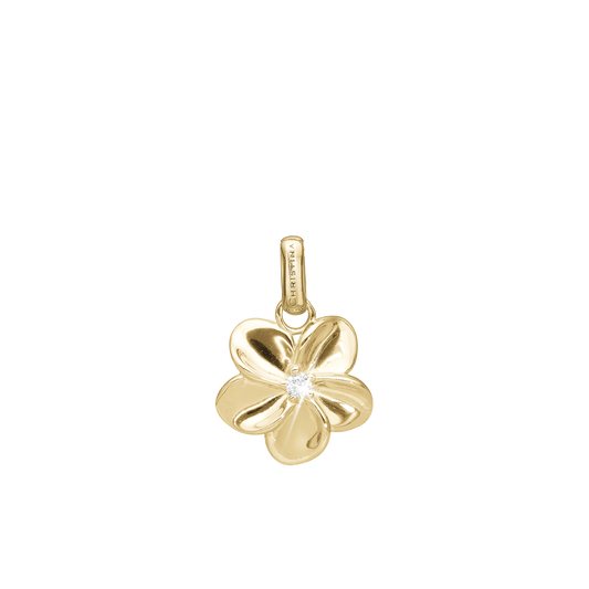Flower Bouquette Earring Pendant - Polished Gold Plated Sterling Silver with 1 Cubic Zirkonia