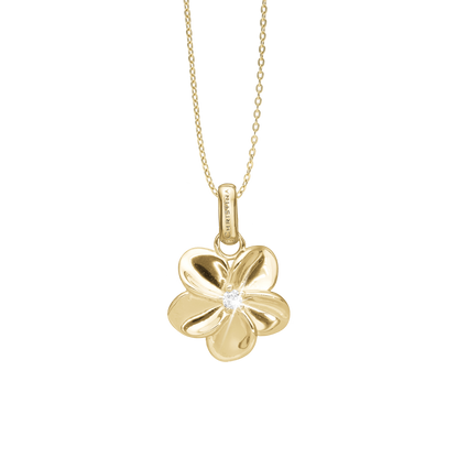 Flower Bouquette Earring Pendant - Polished Gold Plated Sterling Silver with 1 Cubic Zirkonia