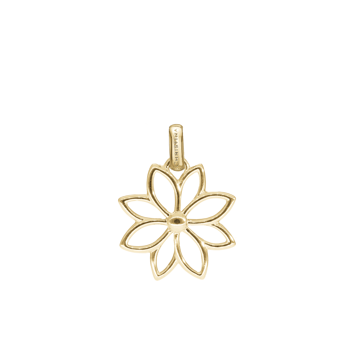 Simple Flower Earring Pendant - Polished Gold Plated Sterling Silver