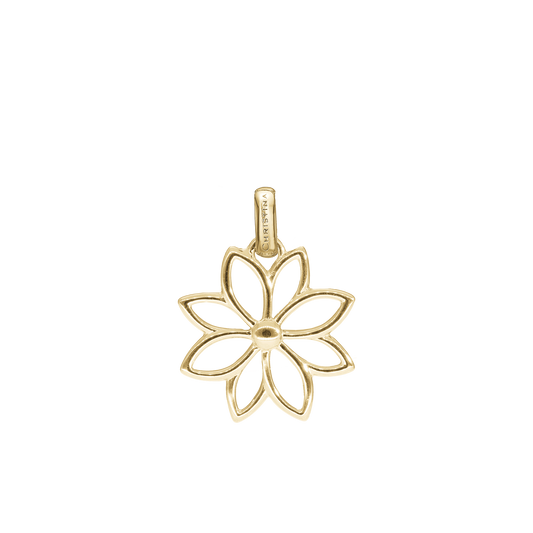 Simple Flower Earring Pendant - Polished Gold Plated Sterling Silver