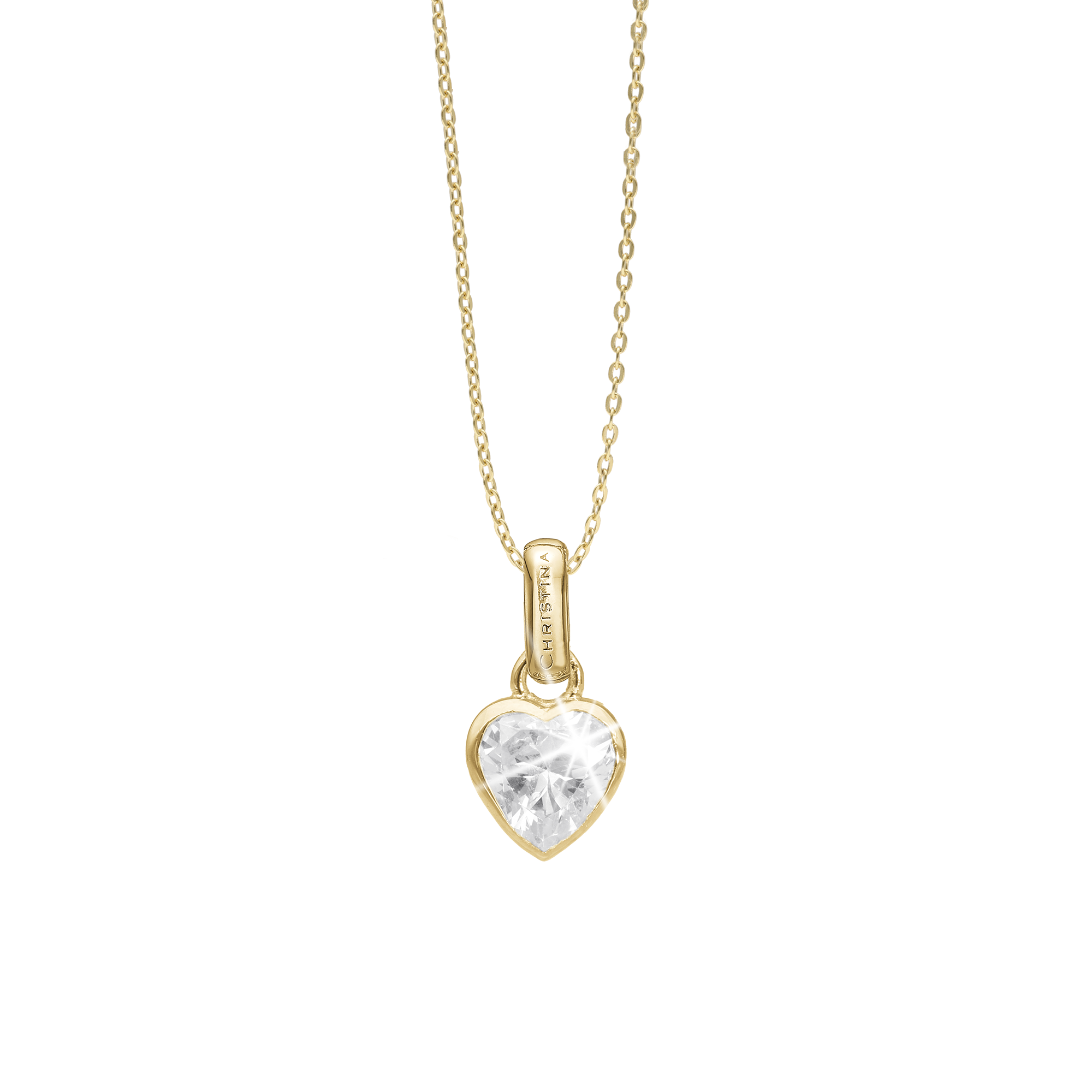 Sparkling Love Earring Pendant - Polished Gold Plated Sterling Silver with 1 Cubic Zirkonia